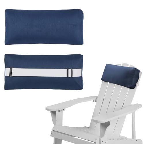Rasugarlary Chaise Lounge Head Pillow, 2 Pack Outdoor Patio Pillows with Adjustable Strap, Lounge Head Resting Pillow for Recliner Beach Pool Lounger Office Chair(Navy,Water Resistant)