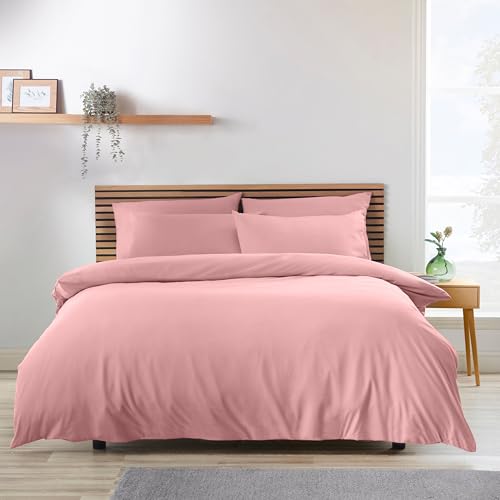 Catherine Lansfield So Soft Non-Iron King Duvet Cover Set with Pillowcases Coral