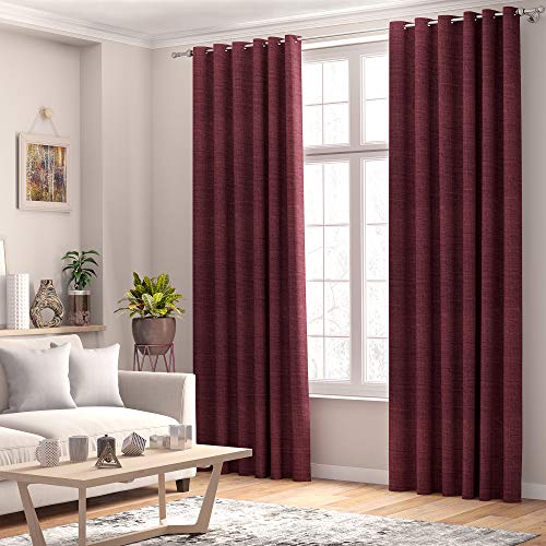 Curtains Faux Linen, Thermal Insulated, 3 Pass 100% Blackout Eyelet Curtains (Regency Red, 66 x 72 inch 168 x 183 cm)