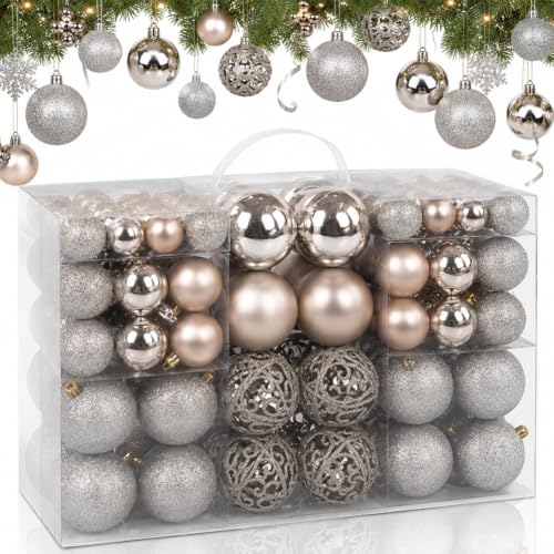 BAKAJI Pack of 100 Christmas Balls Diameter 3/4/6 cm Decorations and Decorations for Christmas Tree (Champagne)