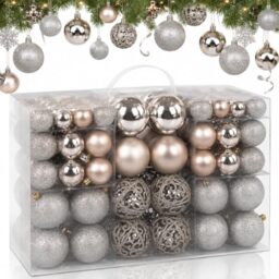 BAKAJI Pack of 100 Christmas Balls Diameter 3/4/6 cm Decorations and Decorations for Christmas Tree (Champagne)