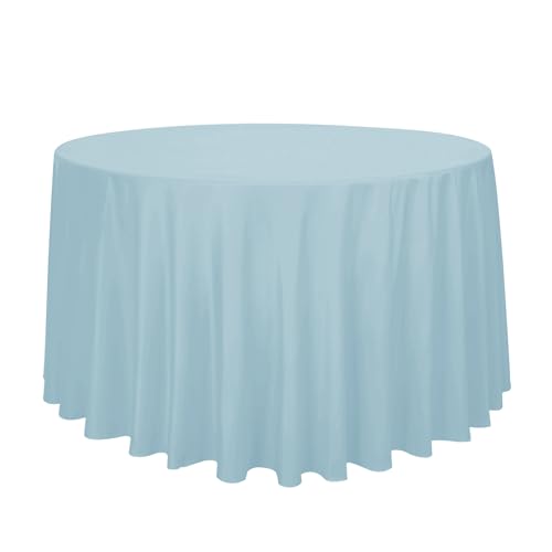 "Obstal 210 GSM Round Table Cloth - Oil Proof Spill Proof Water Resistant Circular Fabric Table Cover Decorative for Outdoor and Indoor (Dirty Blue, 160.6"")"