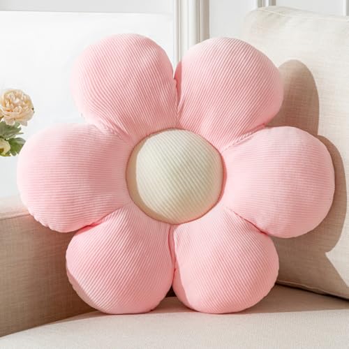 Vdoioe Flower Pillow, Flower Shaped Throw Pillow Cushion Seating Pink Flower PlushThrow Pillow Floor Pillows Home Decorative Seating Cushions