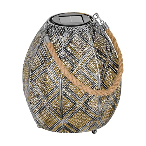 Eglo Solar Lantern Z_Solar, Outdoor lamp with Handle, Light Fixture for Balcony and Garden, Metal and Plastic in Antique Silver, Warm White Lighting