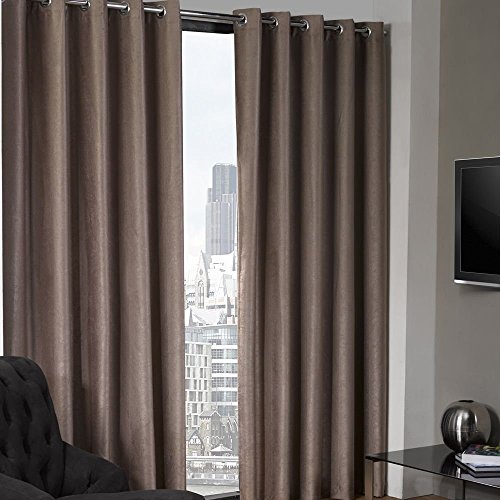 "Emma Barclay Logan - Textured Woven Blackout Eyelet Curtains in Taupe - Width 46 x Drop 72"" (116 x 183cm)"