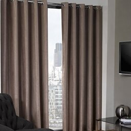 "Emma Barclay Logan - Textured Woven Blackout Eyelet Curtains in Taupe - Width 46 x Drop 72"" (116 x 183cm)"