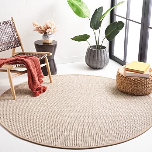 Safavieh Natural Fiber Rug for Living Room, Dining Room, Bedroom - Natural Fiber Collection, Short Pile, in Natural, 91 x 91 cm