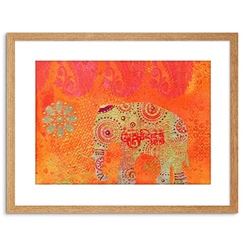Wee Blue Coo Dt Indian Collage Elephant Photo Framed Wall Art Print