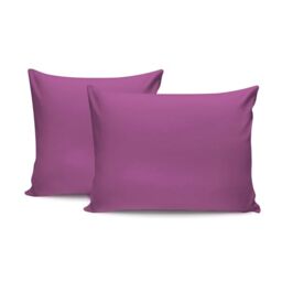 Premium Pillowcase Set (2 Pieces), 80 x 80 cm, Purple, 100% Cotton Ranforce, 155 Thread Count Envelope Closure, Machine Washable at 30°C