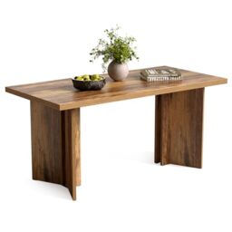 LITTLE TREE Rectangular Wooden Dining Table 6 Inch Modern Kitchen Table for Home Dining Room Kitchen Dark Brown