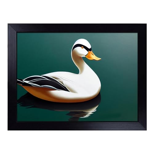 Lap Tray with Bean Bag Cushion, Artistic Duck - Handmade in the UK, Raised Wooden Edge, Padded Cushion, Heat-Resistant Wipe-Clean Surface, for Meals, Laptops and Crafts