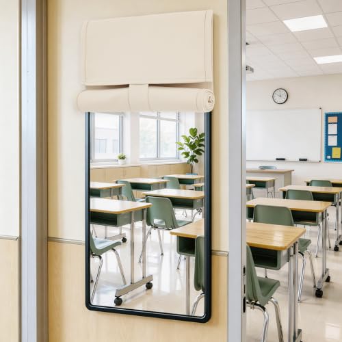 Vatge Side Door Curtains - Room Darkening Privacy Covering for French Door Window Narrow Curtains for Classroom/Office, 1 Panel, W12 x L40, Light Beige