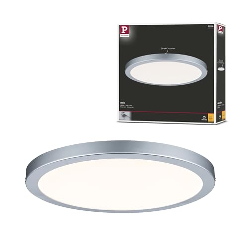 Paulmann 70865 LED Atria mounting Panel Round Ceiling luminaire 22W Light 2700K Warm White Chrome matt dimmable for Wall and Ceiling mounting