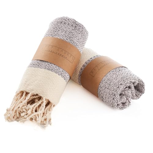 BAY LAUREL Turkish Hand Towel ??? Pack of 2 - Soft & Absorbent Decorative Towels for Bathroom, Hand, Face, Hair, Gym, Yoga, SPA, Kitchen & Tea (Blush Pink, Diamond 15x26 Inches (Set of 2)