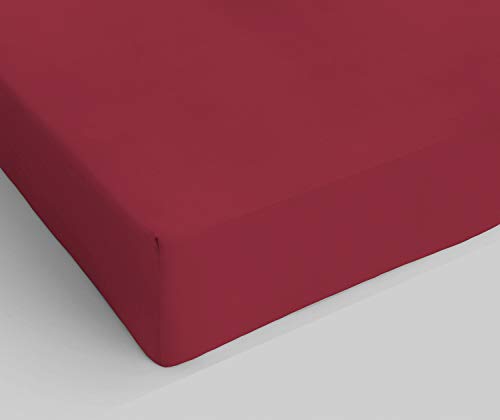 "Italian Bed Linen Fitted Sheet ""Elegant"" with Corner, Microfiber, Double, Bordeaux"