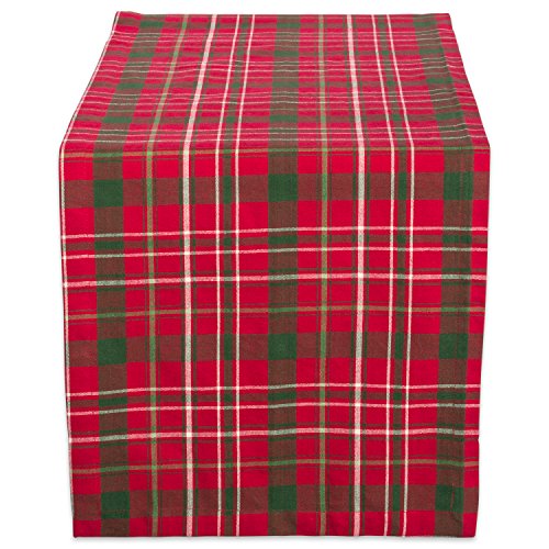 DII Tartan Holly Plaid, Cotton, Red & Green, Christmas Table Runner, 14x108