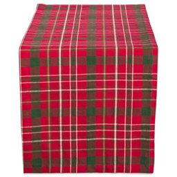 DII Tartan Holly Plaid, Cotton, Red & Green, Christmas Table Runner, 14x108
