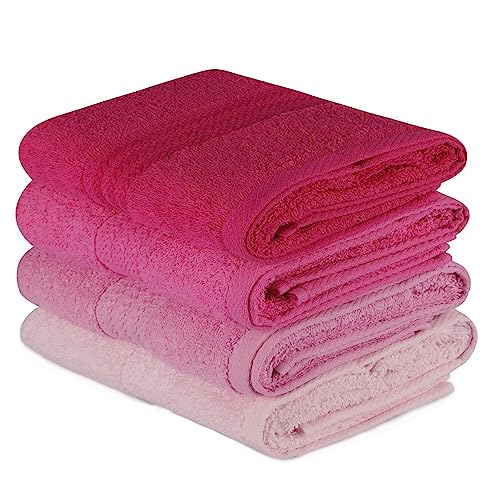 WELL HOME MOBILIARIO & DECORACIÓN Hand Towel Set (4 Piece) Light Pink, Pink, Pale Pink and Fuchsia