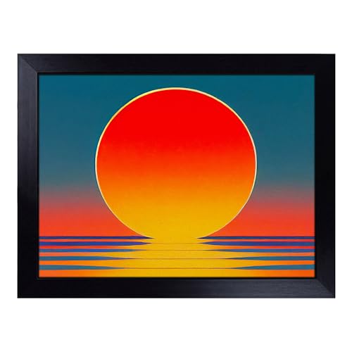 Lap Tray with Bean Bag Cushion, An Unbeatable Abstract Sunset - Handmade in the UK, Raised Wooden Edge, Padded Cushion, Heat-Resistant Wipe-Clean Surface, for Meals, Laptops and Crafts