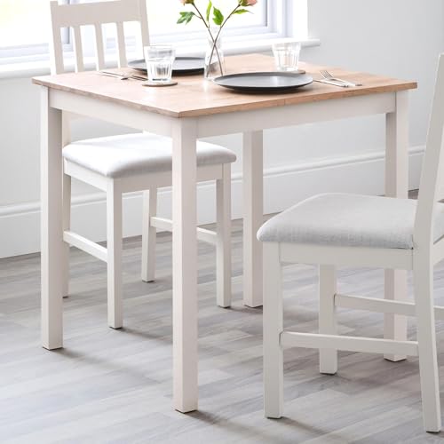Julian Bowen Coxmoor 75cm Square Dining Table, Ivory/Oak - H75 x W75cm