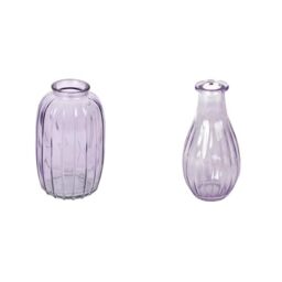 Lilac Glass Bud Vase 12cm & Lilac Glass Bud Vase 14cm Flower Display Bundle