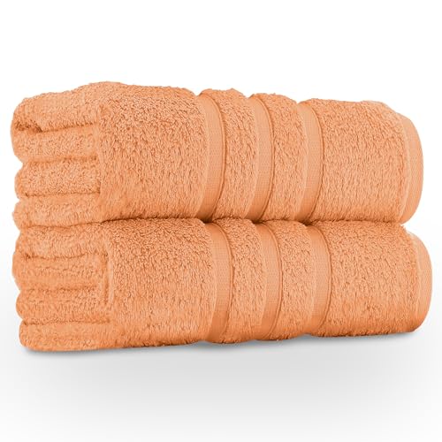 GC GAVENO CAVAILIA Premium Jumbo Bath Sheet 2 Pack - 100% Ring Spun Cotton Towels Bath Sheet - Highly Water Absorbent & Quick Dry Extra Large Bath Sheets - Soft Hotel Quality Bath Towel - Peach