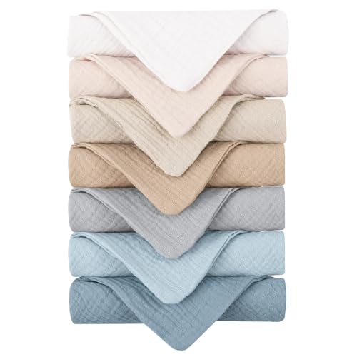 Konssy 7 Pack Face Cloths, Soft Wash Cloth for Washing Face, Cotton Face Towels for Sensitive Skin Women Facial Makeup Remover Reusable Absorbent Washcloths （11 x 11 Inch）