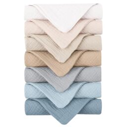 Konssy 7 Pack Face Cloths, Soft Wash Cloth for Washing Face, Cotton Face Towels for Sensitive Skin Women Facial Makeup Remover Reusable Absorbent Washcloths （11 x 11 Inch）