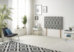 Somnior Beds Bed Centre Premier Small Single 82cm Tweed Grey Headboard With Wooden Struts