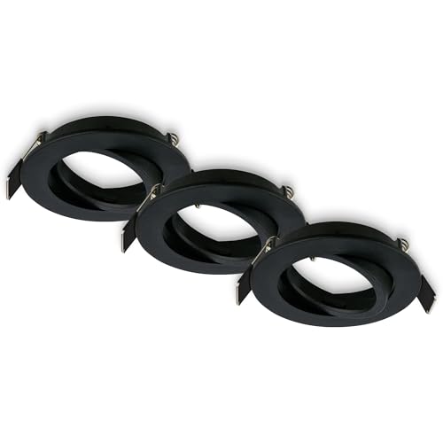 BRILONER Set of 3 LED recessed downlights 230V Flat, Adjustable, GU10, max. 7W, Downlight, Ceiling Spotlight, LED Lights, 68mm Hole Size, 8 x 2.2 cm, Black