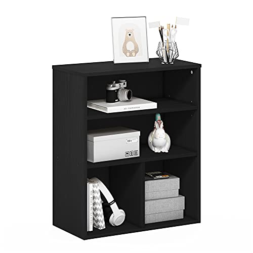 Furinno PASIR Book Shelf, 3-Tier Display Bookshelf, Bookcase, 11.8 x 23.6 x 28.1, for Living Room, Bedroom, Home Office, Black Oak