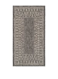 Safavieh Contemporary Indoor/Outdoor Woven Rectangle Area Rug, Courtyard Collection, CY8482, in Black / Beige, 79 X 152 cm for Garden, Patio or Any Outdoor Space