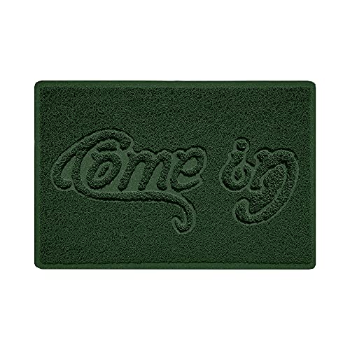 Nicoman COME-IN Embossed Shape Door Mat Dirt-Trapper Jet-Washable Doormat-(Use Indoor or Sheltered Outdoor)- (60x40cm/23.6x15.7inches, Small) Green