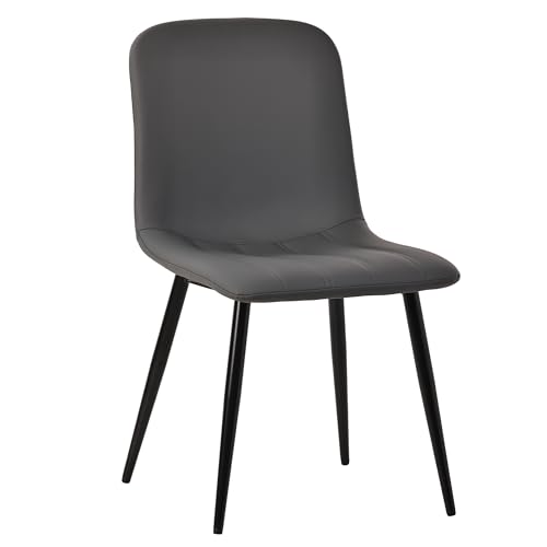 Farini Dining Chairs Set of 2 with Faux Leather and Metal Legs, Set for Dining Room & Kitchen, Mid Century Modern Table Chairs, Light Grey