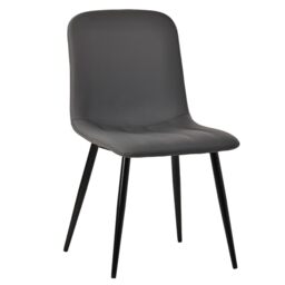 Farini Dining Chairs Set of 2 with Faux Leather and Metal Legs, Set for Dining Room & Kitchen, Mid Century Modern Table Chairs, Light Grey