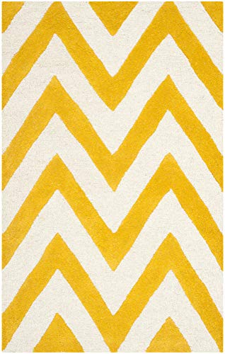 Safavieh Modern Indoor Hand Tufted Runner Area Rug, Cambridge Collection, CAM139, in Gold / Ivory, 76 X 244 cm for Living Room, Bedroom or Any Indoor Space
