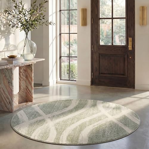 Safavieh Distressed Rug for Living Room, Dining Room, Bedroom - Adirondack Collection, Short Pile, in Sage and Cream, 155 x 155 cm
