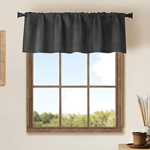 "Jola's House 2 Pack Burlap Window Curtain Valances Farmhouse Style Window Treatment Decor Curtains Rod Pocket Valances for Kitchen/Living Room 16"" x 56"" (Blue)"