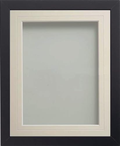 Frame Company Allington Black Photo Frame with Ivory V-Groove Mount, A2 for A3, fitted with perspex