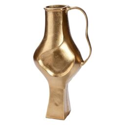 GILDE Antigua Vase Aluminium – Bulbous – Gold – Height 34 cm x Width 18 cm – Waterproof Flower Vase