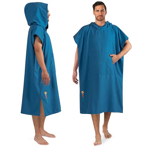 SUN CUBE Surf Poncho Changing Robe with Hood, Quick Dry Microfiber Wetsuit Changing Towel with Pocket for Surfing Men Women
