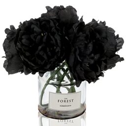 Tinsow Artificial Peony for Home Decoration, 5 Pcs Faux Black Peonies Flowers for Halloween Decoration, Silk Flowers Bouquet,(Black, 5)
