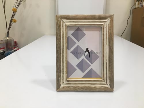 "Penguin Home Mangowood Photo Frame 4""X6"" (10 X 15 CM) - White Distress Finish, Front Border Style, Handcrafted Wooden Picture Frame for Wall or Tabletop Display, Ideal for Home Decor, Gifts"