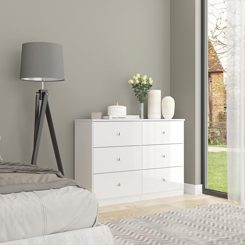 Seconique Denver 6 Drawer Chest in White Gloss