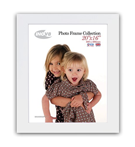 "Inov8 British Made Real Wood Picture/Photo Frame 20x16"" Inch(51x41cm) - Kayla 30mm White"