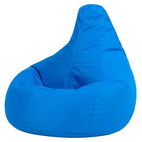 Bean Bag Bazaar Dalton Outdoor Kids Bean Bag Chair, Blue, Kids Garden Chair with Water Resistant Fabric, Bean bag with Filling Included, Gaming Beanbag for Bedroom, Playroom, Garden