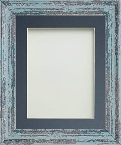 Frame Company Lynton Rustic Blue Photo Frame with Blue Mount, 16x12 for 12x10 inch, fitted with perspex