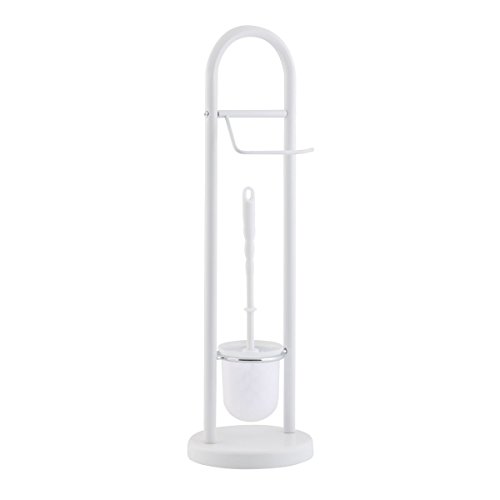 axentia Set Chromed with Paper Roll Holder with Toilet Brush Toilet Brush Holder Kit for Bathroom & Toilet Brush and Holder Metal White 19 x 19 x 64.5 cm