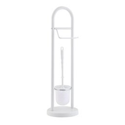 axentia Set Chromed with Paper Roll Holder with Toilet Brush Toilet Brush Holder Kit for Bathroom & Toilet Brush and Holder Metal White 19 x 19 x 64.5 cm