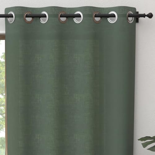 Soleil d'ochre Pure Cotton Eyelet Curtain 135 x 300 cm Panama Khaki